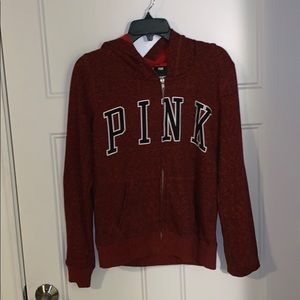 PINK (VS) full zip red hoodie